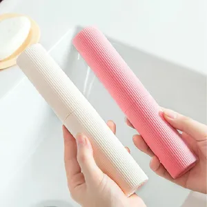 Portatile custodia da viaggio per spazzolino a righe verticali, bel design antipolvere.