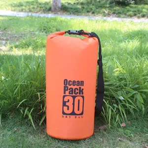 Bolsa Seca Impermeable 30L para Exterior Natación Playa Rafting Color Naranja