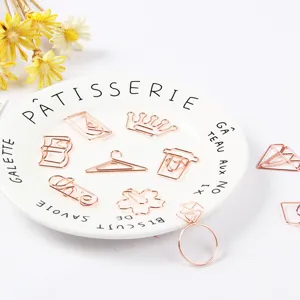 Rose gold metal bookmarks creative paper clips cute office stationery set for students gift