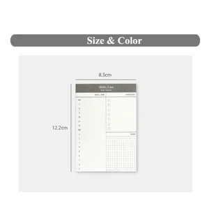 Minimalist daily schedule notepad, 8.5x12.2cm memo pad with check list and grid for office.