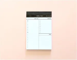 Minimalist business daily schedule memo pad sticky notes with tear-away design for planning.