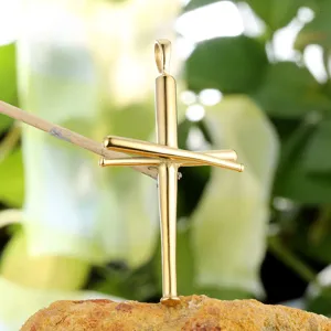 Stainless Steel Baseball Bat Cross Pendant Gold Necklace Fashion Trendy Jewelry Accessory