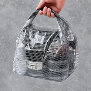 Waterproof mesh storage bag with handle, large capacity for travel and swimming use.