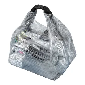 Transparent mesh waterproof storage bag for travel swimming bathroom and daily cosmetics.