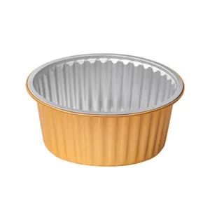 Gold aluminum foil cup for baking, barbecue, and food takeout packaging, durable and heat resistant.