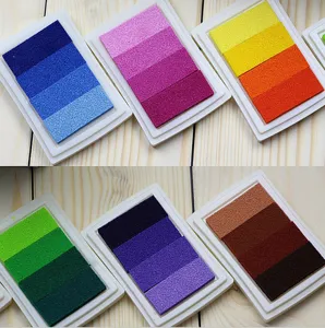 Colorful gradient ink pads set, multi-color stamping craft supplies for scrapbooking DIY art.