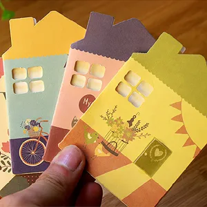 Süße hausförmige hohle Grußkarte Notizblock kreatives Briefpapier Set für Geschenke.