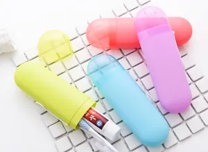 Juego de estuche de cepillo de dientes de viaje portátil, soporte de plástico.