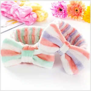 Cute Bow Plush Headband Thickened Coral Fleece Makeup Face Washing Hair Band Soft Women Hair Accessories