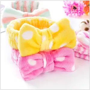 Cute plush bow hair band, soft fluffy thick headband for washing face, makeup and daily skincare.