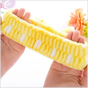 Cute fluffy makeup headband for washing face, soft coral fleece spa hair band for daily use.