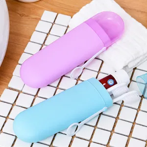 Conjunto de estuche de cepillo de dientes de viaje portátil, soporte antipolvo con anillo.
