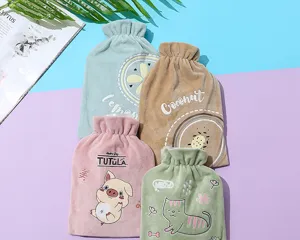 Cute cartoon plush hot water bag thick hand warmer cute winter warming bag set for cozy home use