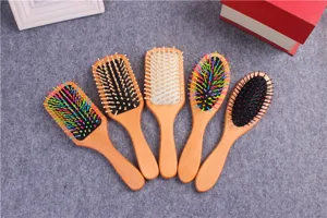 Wooden air cushion hair massage comb set anti-static detangling paddle brush details