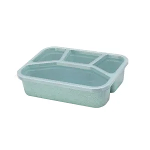 Wheat straw lunch box portable multi-compartment bento box microwave safe school office meal container