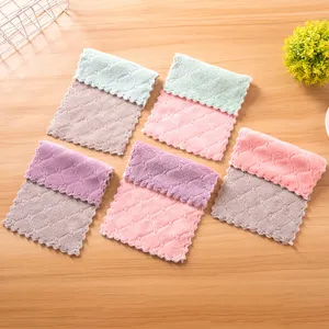 Dual-color microfiber kitchen cleaning cloth, highly absorbent dish towel, lint-free rag for home.