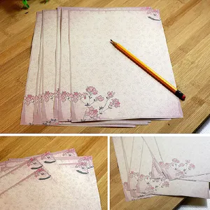 Vintage floral letter paper set, European pastoral style stationery for writing notes and letters.