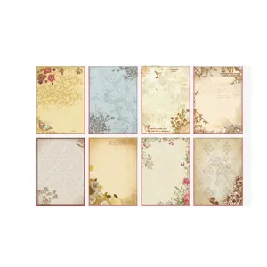 Vintage European pastoral stationery paper set, romantic retro writing notes in 8 unique designs.