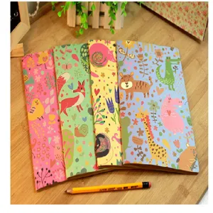 Cartoon pocket notebook set with cute animal illustration covers, portable daily stationery.
