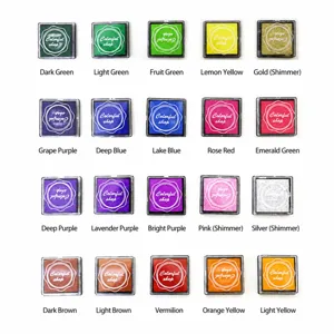 20-color DIY square ink pad set 4x4cm for finger painting rubber stamps crafting colorful art.