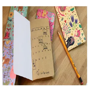 Detailed view of cute cartoon traveler notebook and pocket planner with floral design for daily use.