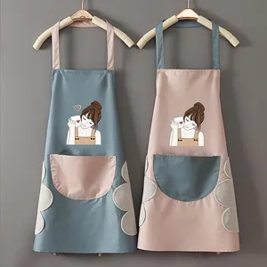 Waterproof kitchen apron with pockets, couple cooking bib, oil-proof sleeveless workwear.