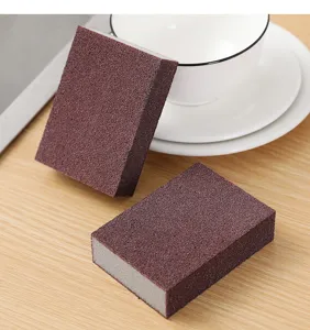 Nano emery sponge for cleaning pots, rust removal kitchen scrubbing tool detail view.