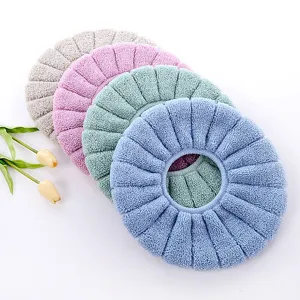 Thickened warm plush toilet seat cover, soft comfortable round bathroom commode cushion