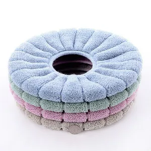 Thickened warm toilet seat cover set, soft plush universal round washable toilet mat, 4 packs.