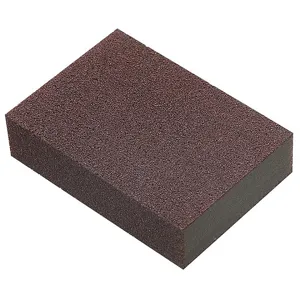 Brown abrasive cleaning sponge block for kitchen rust removal and heavy duty dish washing.