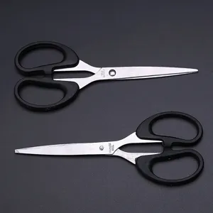 Stainless steel office scissors household stationery paper cutting tool black handle 2pcs main shot
