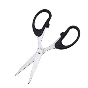 Stainless steel scissors for home, office and school. Sharp cutting tool with ergonomic black handles.