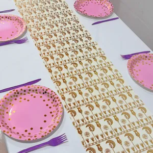 Corsia da tavolo con stampa a caldo luna dorata per decorazione di festa, elegante tavolo europeo.