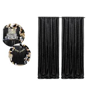 Schwarze Pailletten Vorhänge Hintergrund für glänzende Party Hochzeit Dekoration