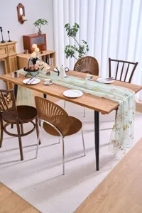 Elegante, transparente Mesh-Tischläufer mit Blumenstickerei für Esszimmer und Partydekoration