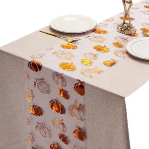 Camino de mesa de calabaza dorada de lujo para decoración de mesa de fiesta de otoño