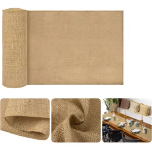 Natuurlijke jute tafelloper rustieke huwelijksfeest eettafel decoratie linnen stof