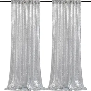 Silber Pailletten Vorhänge Glitzernde Party Hintergrund Deko Fenster Duschvorhang für Hochzeit