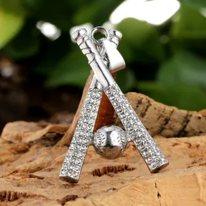 Ciondolo da baseball in strass in acciaio inossidabile gioielli sportivi hip hop item