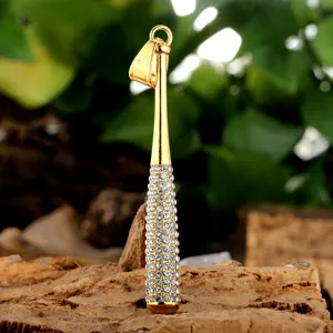 Hiphop Edelstahl Strass Baseballschläger Anhänger Halskette Punk Polierter Schmuck Für Herren Damen Täglicher Pendelschmuck