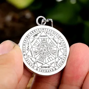 Retro Zeven Aartsengelen Zegel Roestvrij Staal Hanger Zonder Ketting Zegel Van Salomo Amulet Voor Mannen Vrouwen Mystieke Religieuze Sieraden