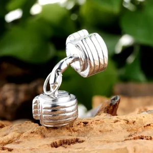 Stainless steel dumbbell pendant fitness charm necklace accessory for gym sports lovers stylish.