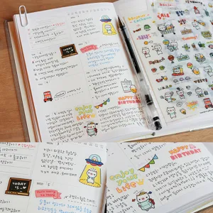 Korean cute travel little pig diary decorative stickers set 6 sheets for planner journaling