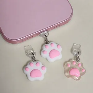Cute Cat Paw Phone Dust Plug Resin Cartoon Phone Charm Charging Port Protector