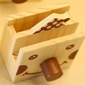 Cute wooden desk organizer pen holder creative cartoon animal multi-functional storage box