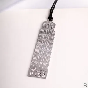 Retro metal bookmark with a creative Pisa tower design, ideal for book lovers and daily reading.