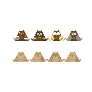 Cute owl shaped cellphone holder and photo clip desktop stand set with multiple retro styles.