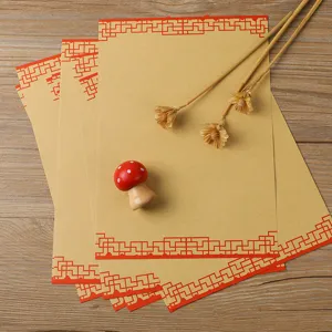 Traditional Chinese style vintage letter paper kraft stationery with classic red border design.