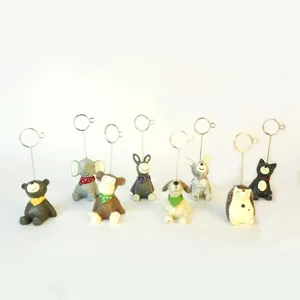 Cute cartoon resin animal memo card holders set, desktop photo clips for office and home decoration.