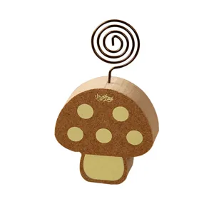 Cute mushroom shaped memo photo clip holder with metal wire spiral for desktop decoration office